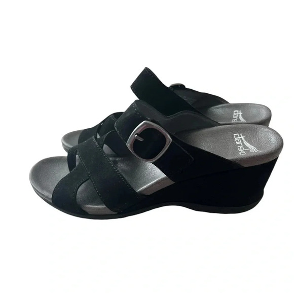 NWOT Dansko Aubree Black Wedge Sandals - Picture 5 of 8